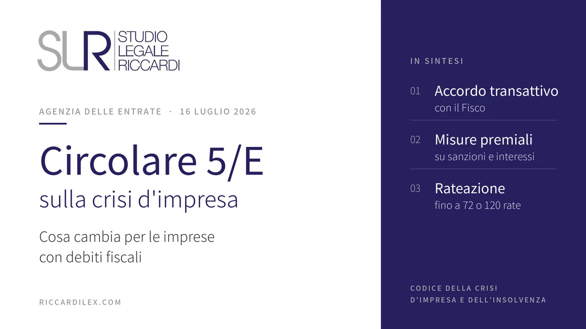 Circolare 5/E 2026 dell'Agenzia delle Entrate sulla crisi d'impresa